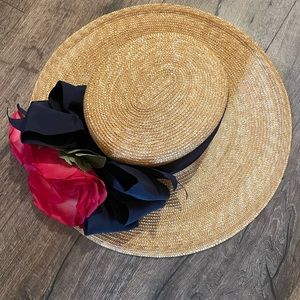 Vintage Frank Olive Straw Hat for Saks Fifth Avenue